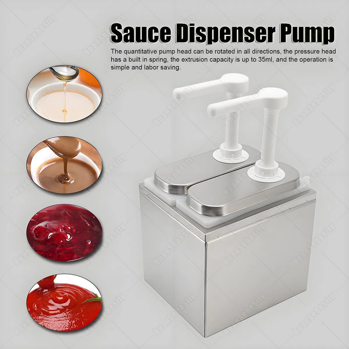 Distributeur de ketchup commercial, pompe à condiments en plastique en acier inoxydable, pompe manuelle à confiture, distributeur d'huile de sirop domestique, 2 L