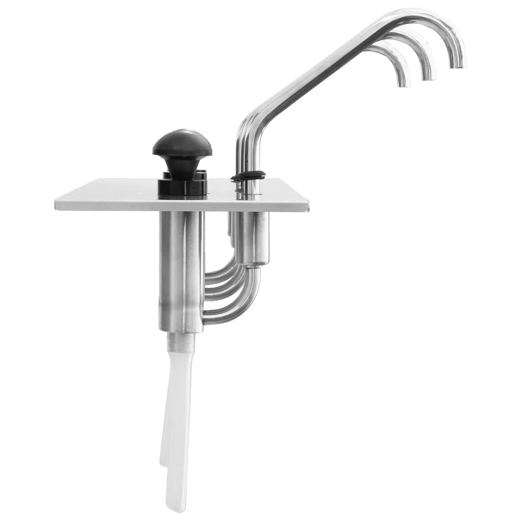 Distributeur de sauces en Acier Inoxydable 3 x 3,5 L avec Pompe doseuse pour Condiment, Ketchup, Mayonnaise, Moutarde, idéal Buffet, Barbecue, Cuisine, Table, Restaurant