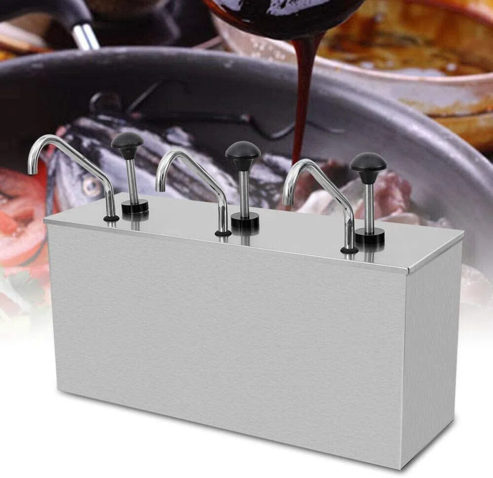 Distributeur de pompe à sauce, pompe en acier inoxydable, pour ketchup, moutarde, sauce soja, vinaigre, ketchup, 4 l x 3