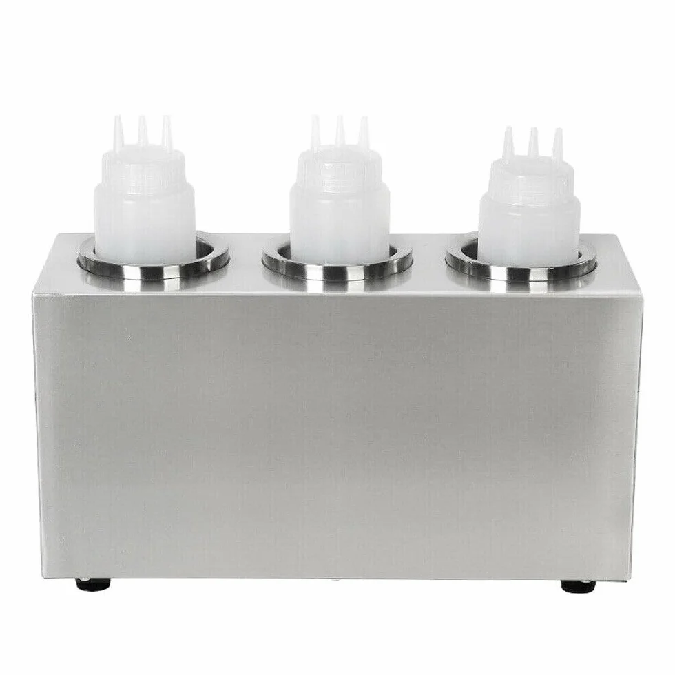 Pot à beurre/Chauffe-sauce, chauffe-chocolat, chauffe-sauce pour 3 bouteilles, température réglable de 30 à 85 °C, avec 3 flacons à presser.