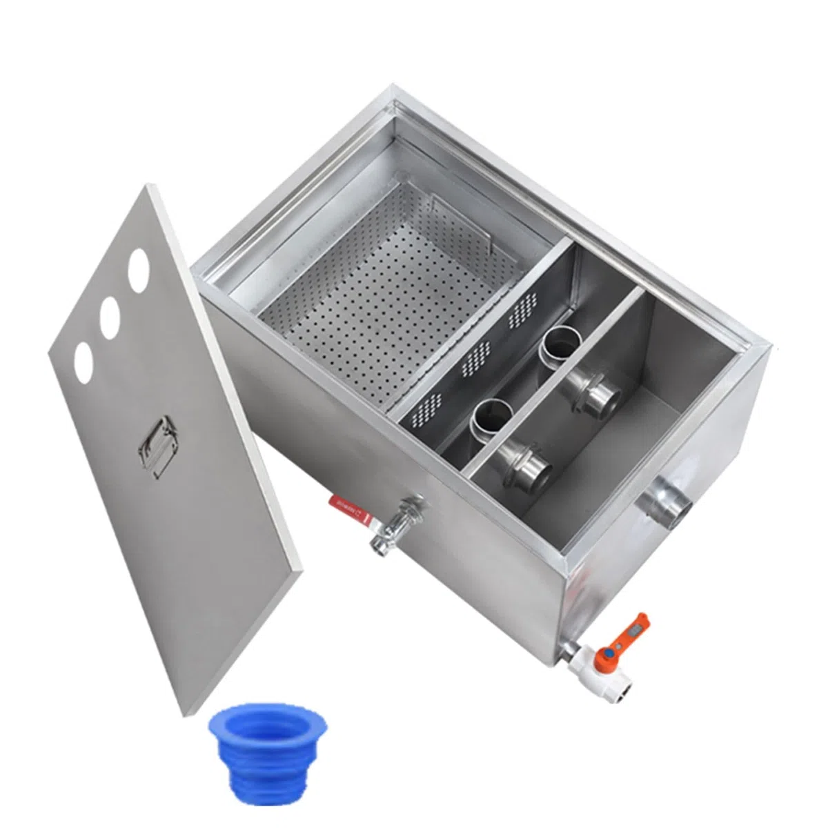 Intercepteur de graisse commercial pour installation sous évier, séparateur huile-eau efficace pour la gestion des eaux usées de cuisine