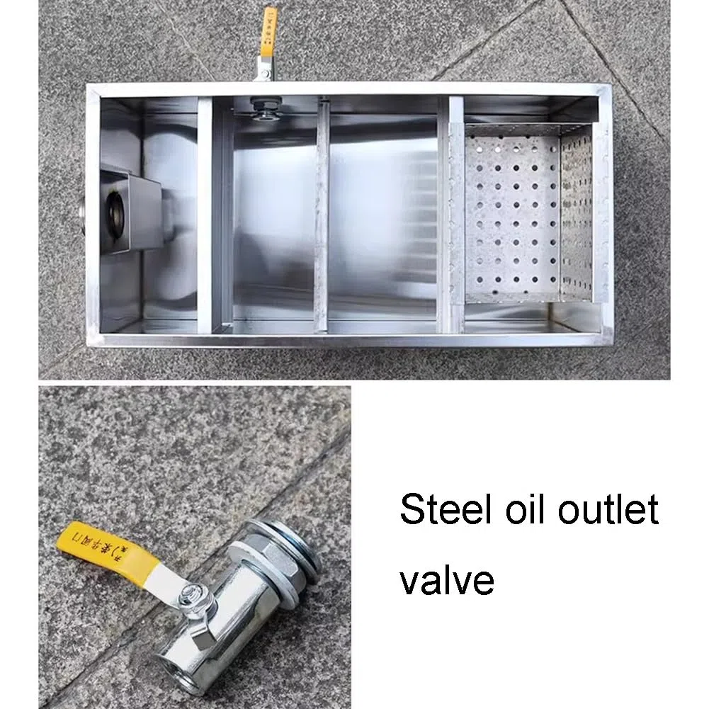 Séparateur de Graisse en Acier Inoxydable - Entrée supérieure 50 mm, séparateur Huile-Eau pour Restaurants, cantines et Cuisines (40 x 25 x 25 cm) - Solution Durable pour Le Traitement des e