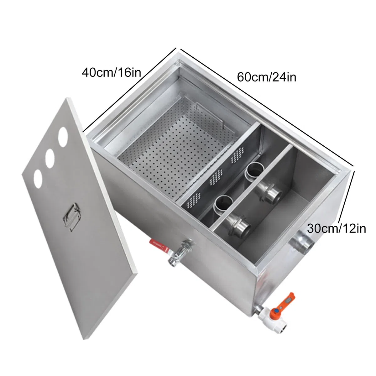 Intercepteur de graisse commercial pour installation sous évier, séparateur huile-eau efficace pour la gestion des eaux usées de cuisine