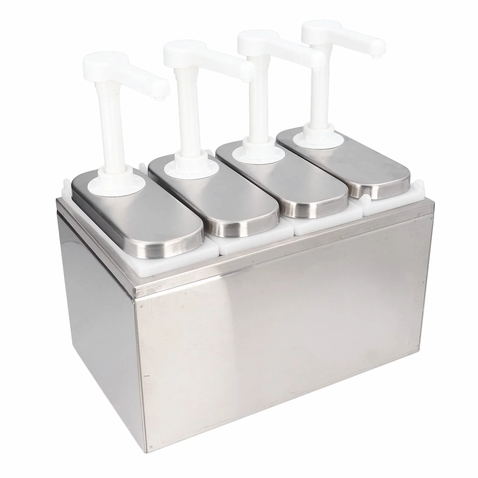 Dioche Pompe Distributeur de Condiments Pompe Distributrice de Sauce - Distributeur de Condiments en Acier Inoxydable 1L avec Réservoir Amovible, Idéal pour le Ketchup, la Vinaigrette, la Sauce Soja