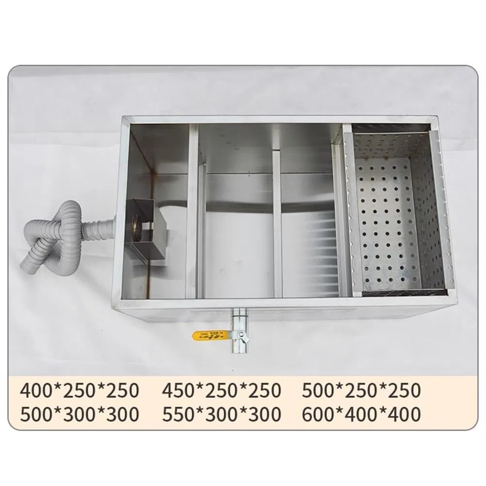 Séparateur de Graisse en Acier Inoxydable - Entrée supérieure 50 mm, séparateur Huile-Eau pour Restaurants, cantines et Cuisines (40 x 25 x 25 cm) - Solution Durable pour Le Traitement des e