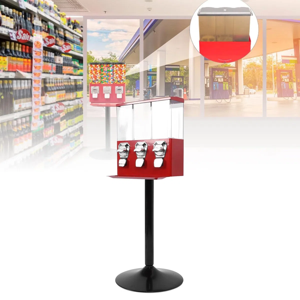 FILFEEL Distributeur Automatique Commercial avec Clés Antivol, Boîtes Individuelles Triples et Support à Pièces pour Magasins