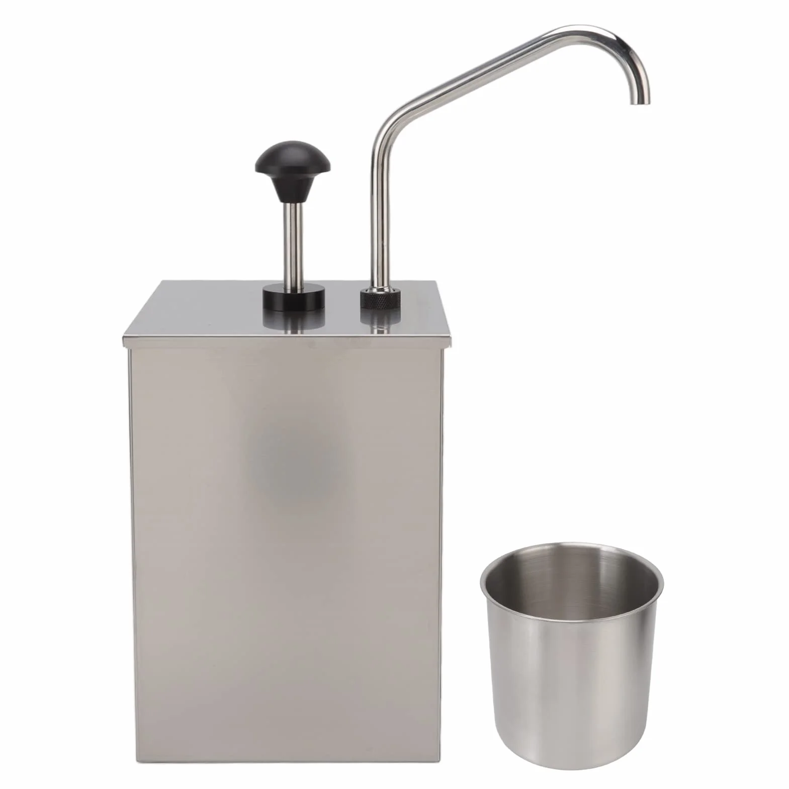 Distributeur à pompe de sauce soja 4 L, distributeur à pompe à sirop en acier inoxydable, distributeur à pompe à condiments, distributeur de sirop à pression manuelle pour