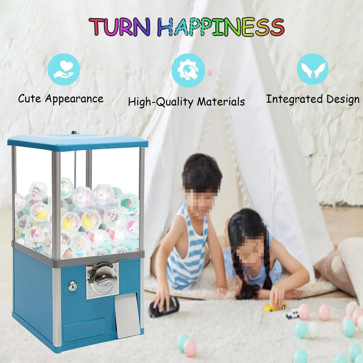 Distributeur automatique de jouets – Distributeur automatique de capsules avec serrures, comprend 100 balles vides pour les magasins de jeux à domicile et les lieux de vente au détail, parfait pour le