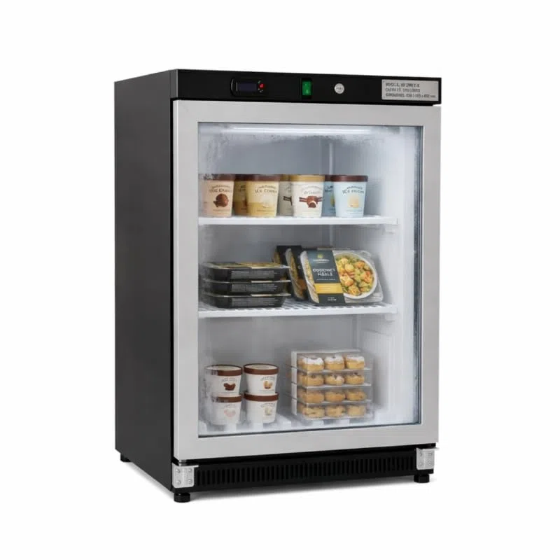 Générique Armoire Réfrigérée Négative 200 Litres - Congélateur à Porte Vitrée Cadre Inox