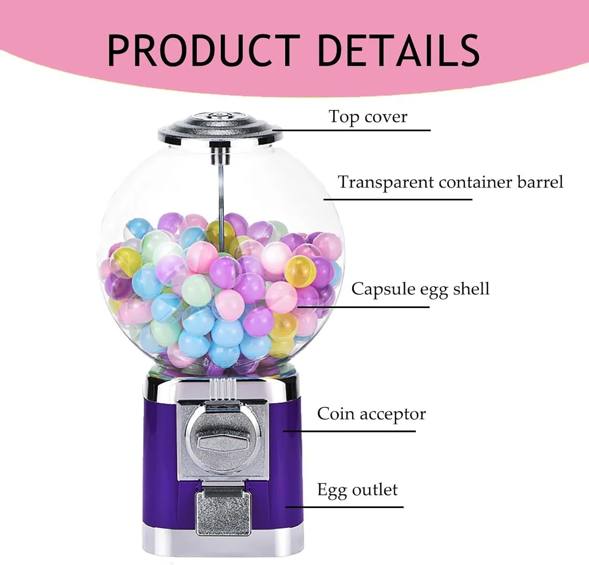 Distributeur Automatique Commercial À Pièces avec Support Métallique Et Capsules De Jouets pour Usage Professionnel Ou Domestique Blue Withtoyball