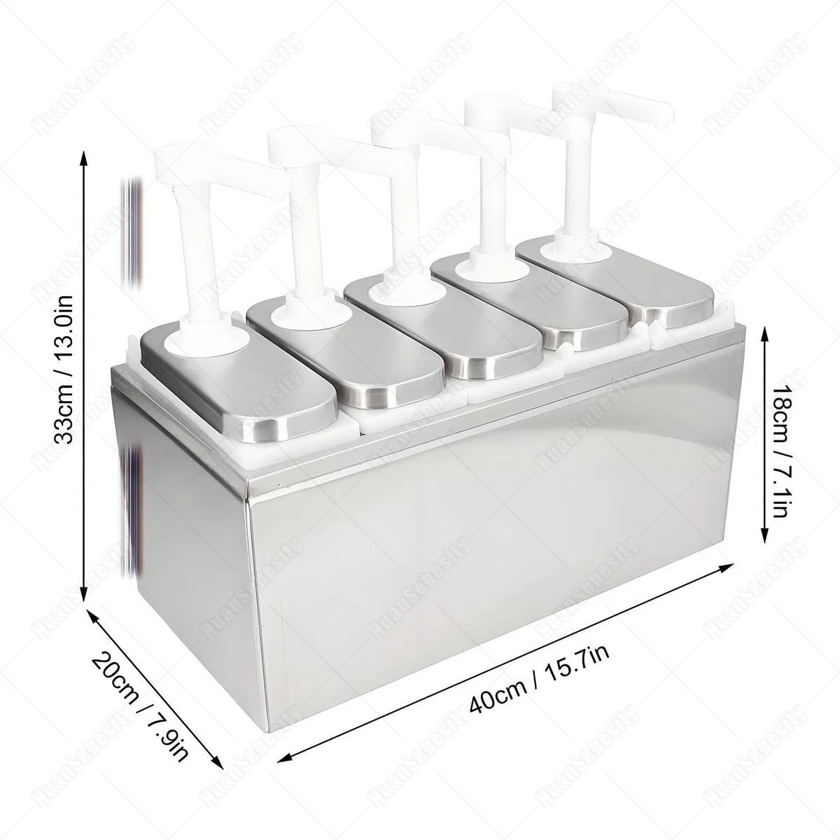 Distributeur de condiments avec pompes à sauce amovibles grand volume pour ketchup, mayo et sirop