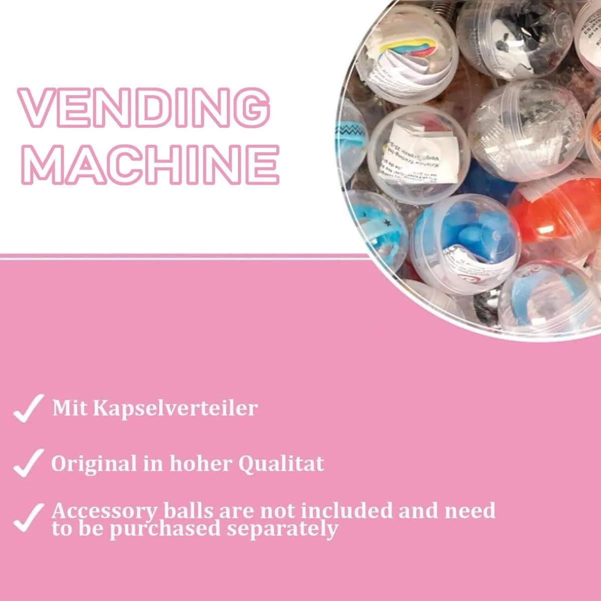 Distributeur automatique capsules pièces,200 boules vides,100 jetons,cadeau