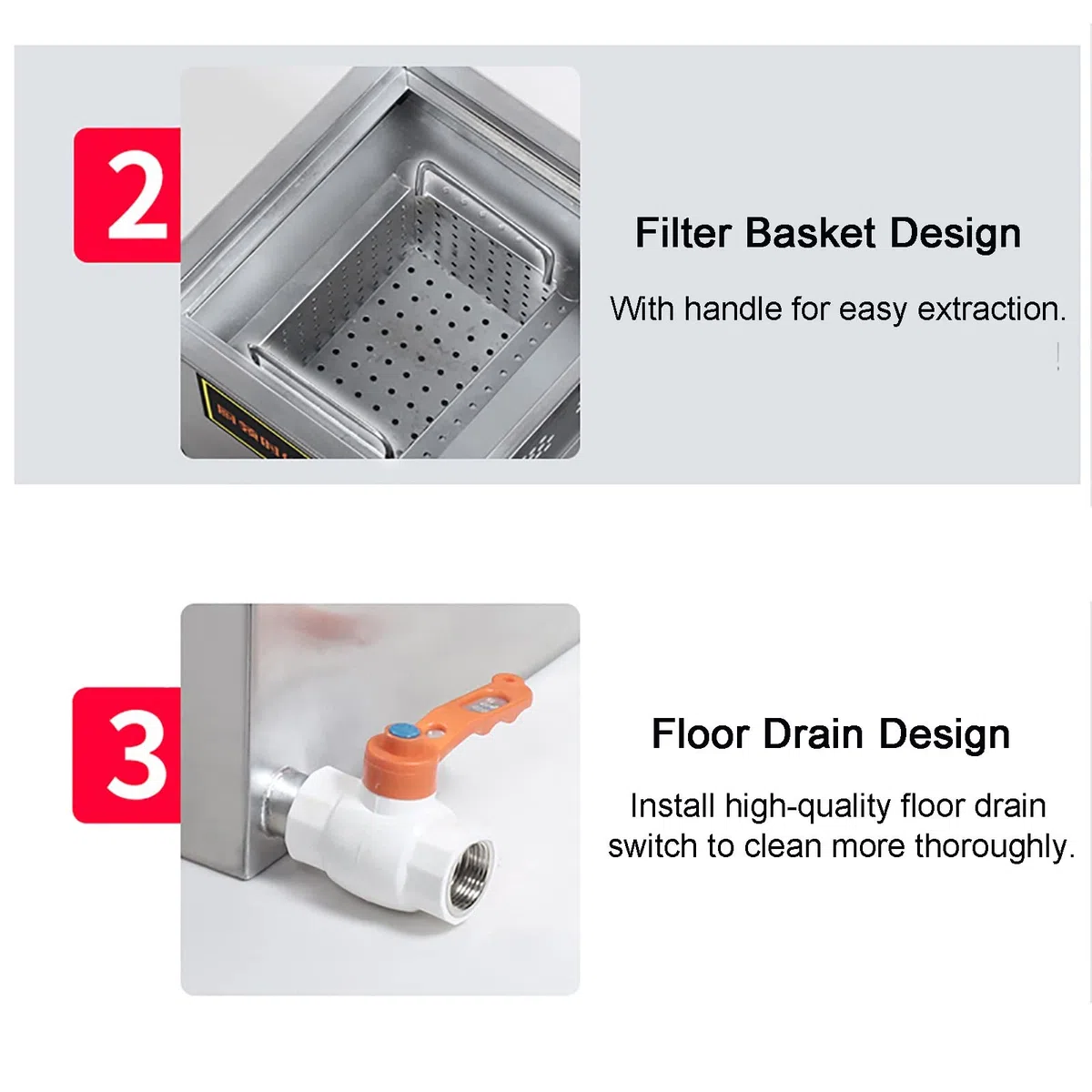Bac de récupération des Graisses en Acier Inoxydable à Usage Commercial – Entréee d'eau – Installation sous évier pour la Maison, Les Restaurants et Les usines – Dimensions : 40 x 25 x 23 cm