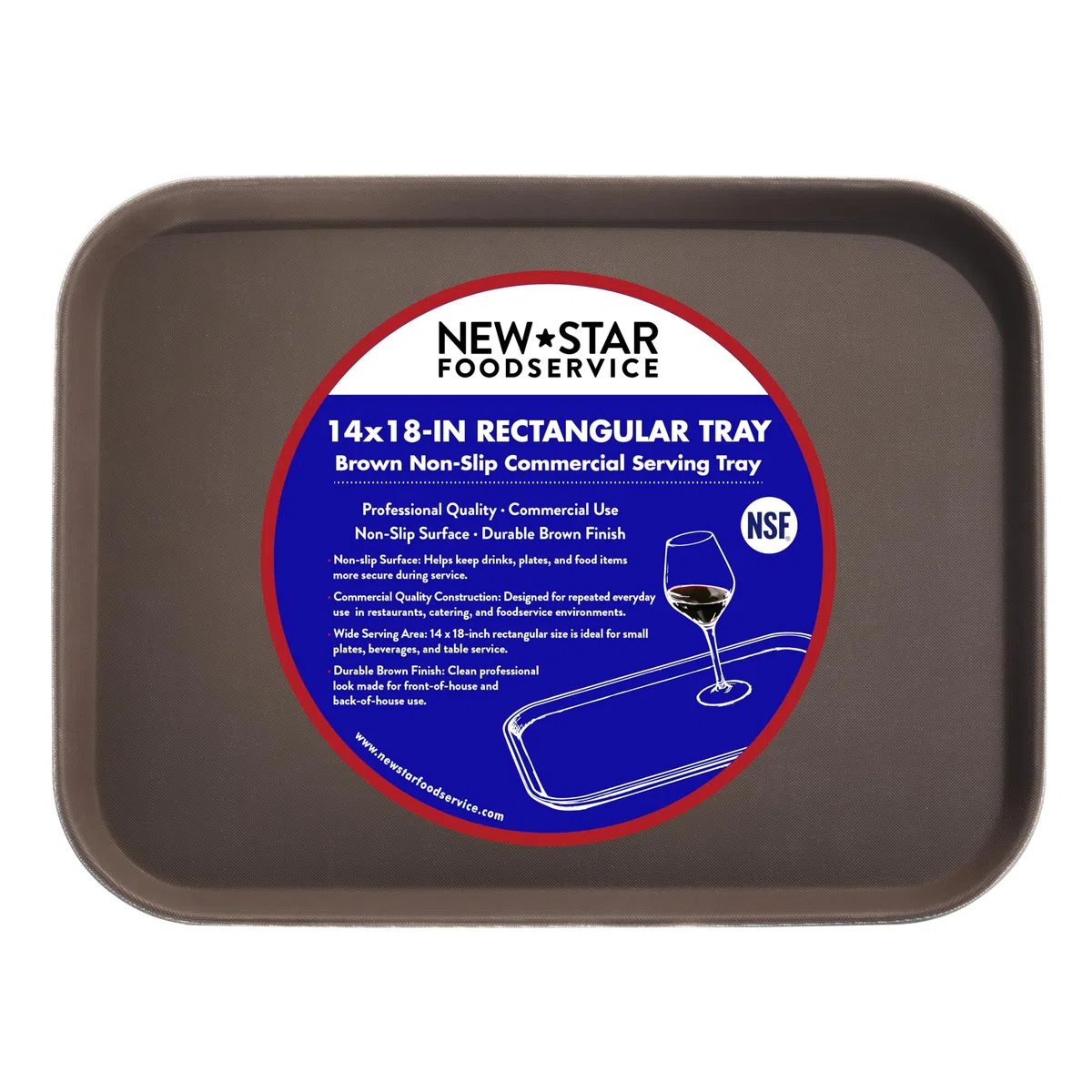 Neuf Star Foodservice 25125 antidérapant bac, Plastique, Caoutchouc doublé, rectangulaire, 35,6 x 45,7 cm, Marron