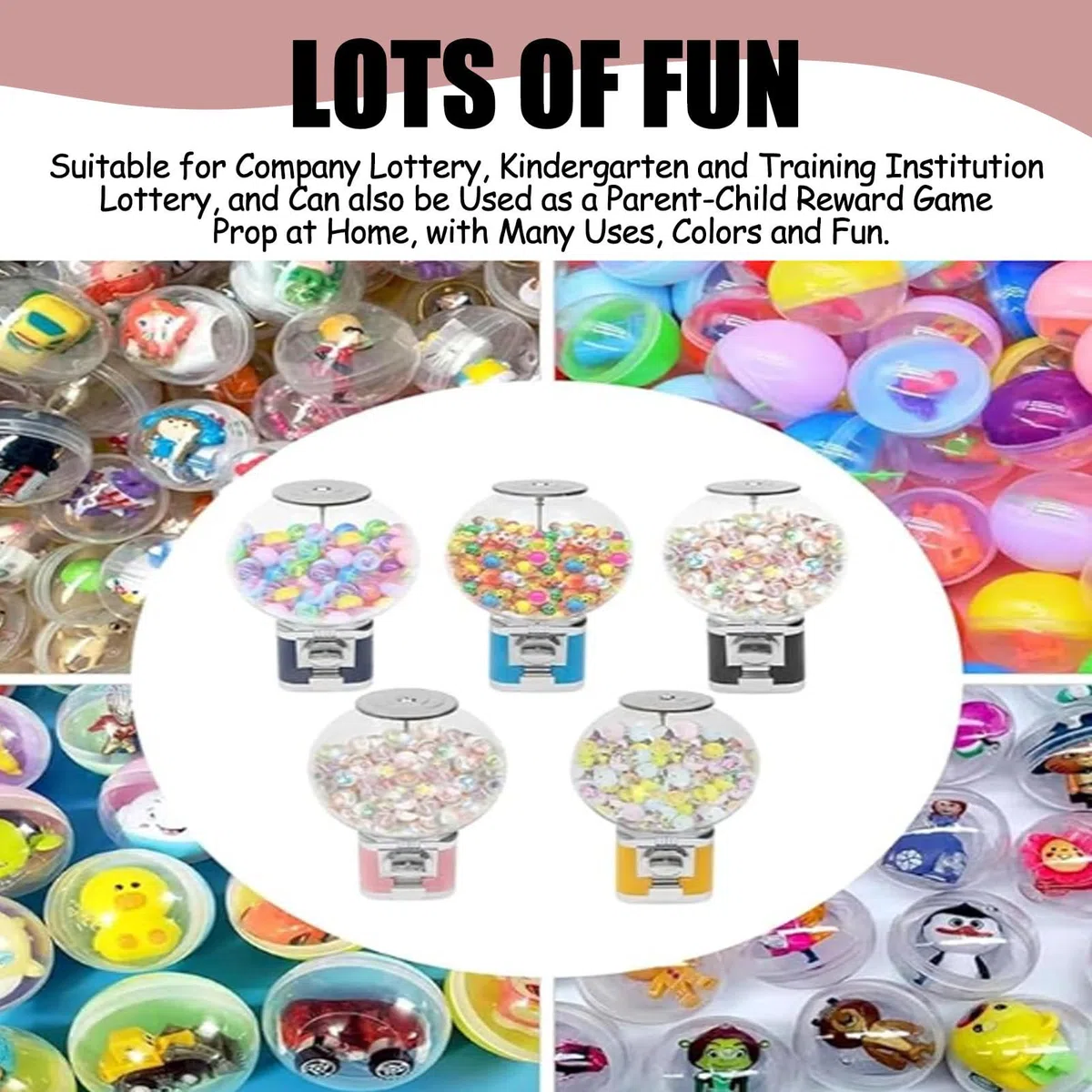 Distributeur automatique de capsules - 100 boules vides de 3,2 cm - Distributeur de bonbons - Pas besoin de pièces de monnaie - Pour fêtes, zones de prix - Noir