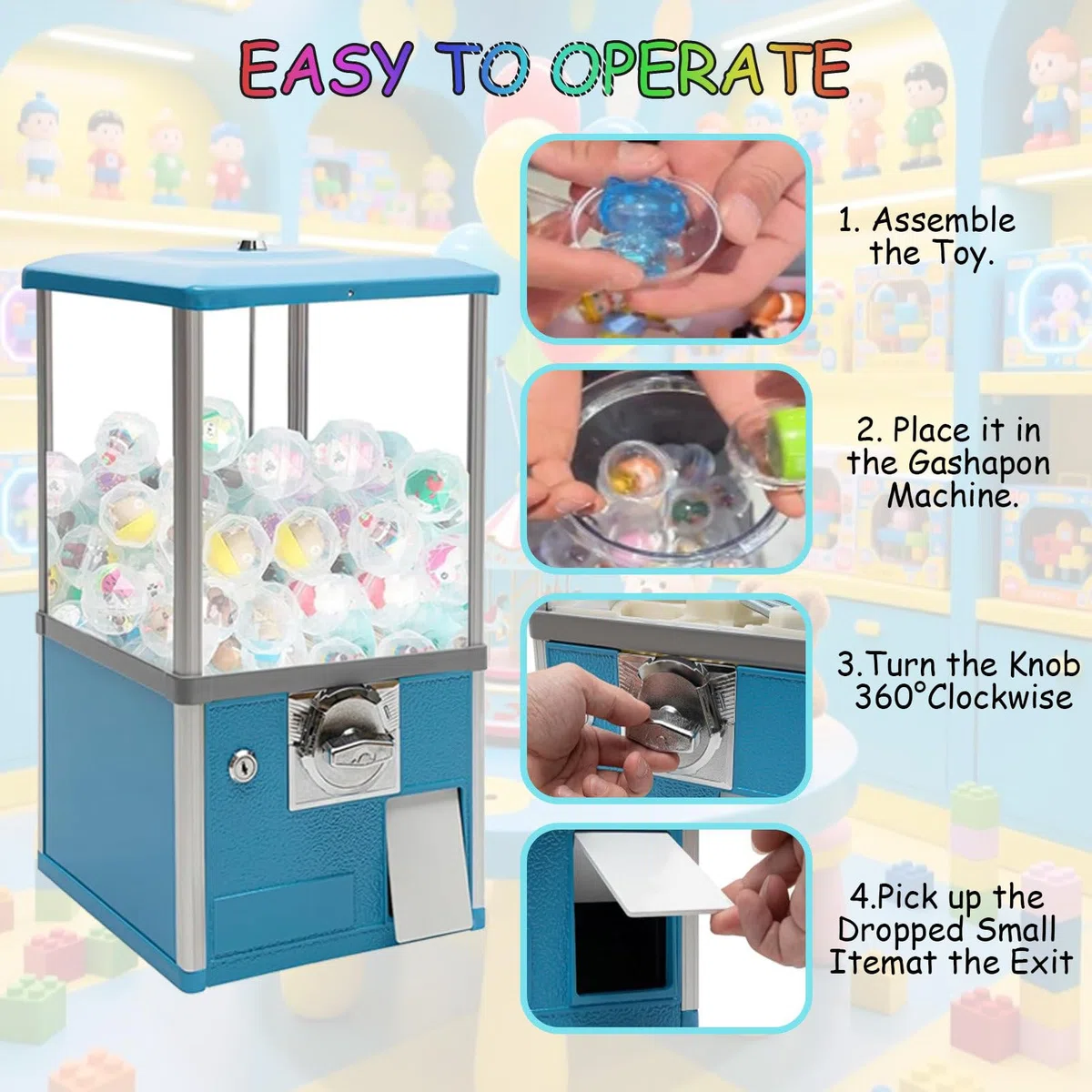 Distributeur automatique de jouets – Distributeur automatique de capsules avec serrures, comprend 100 balles vides pour les magasins de jeux à domicile et les lieux de vente au détail, parfait pour le