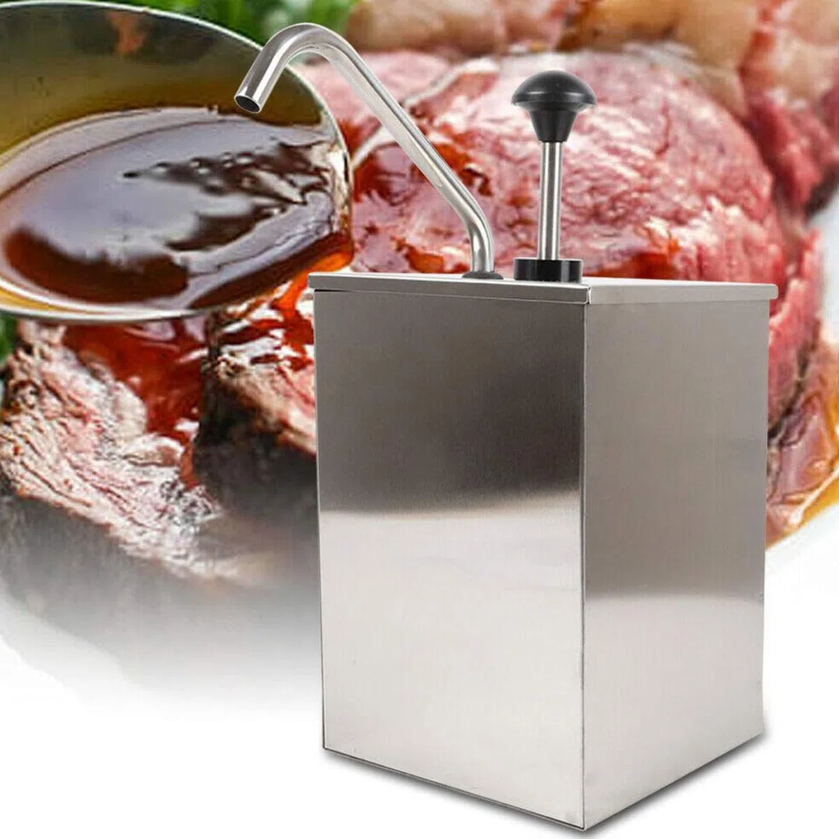 Distributeur de Sauce Soja 4L en Acier Inoxydable 304 Pompe Manuelle pour Condiments Station de Distribution Simple Tête Capacité .05 Gallon