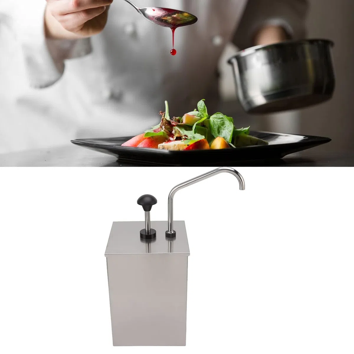 Pompe de distribution de condiments avec réservoir amovible, rebond rapide et design anti-goutte pour sauces et vinaigrettes