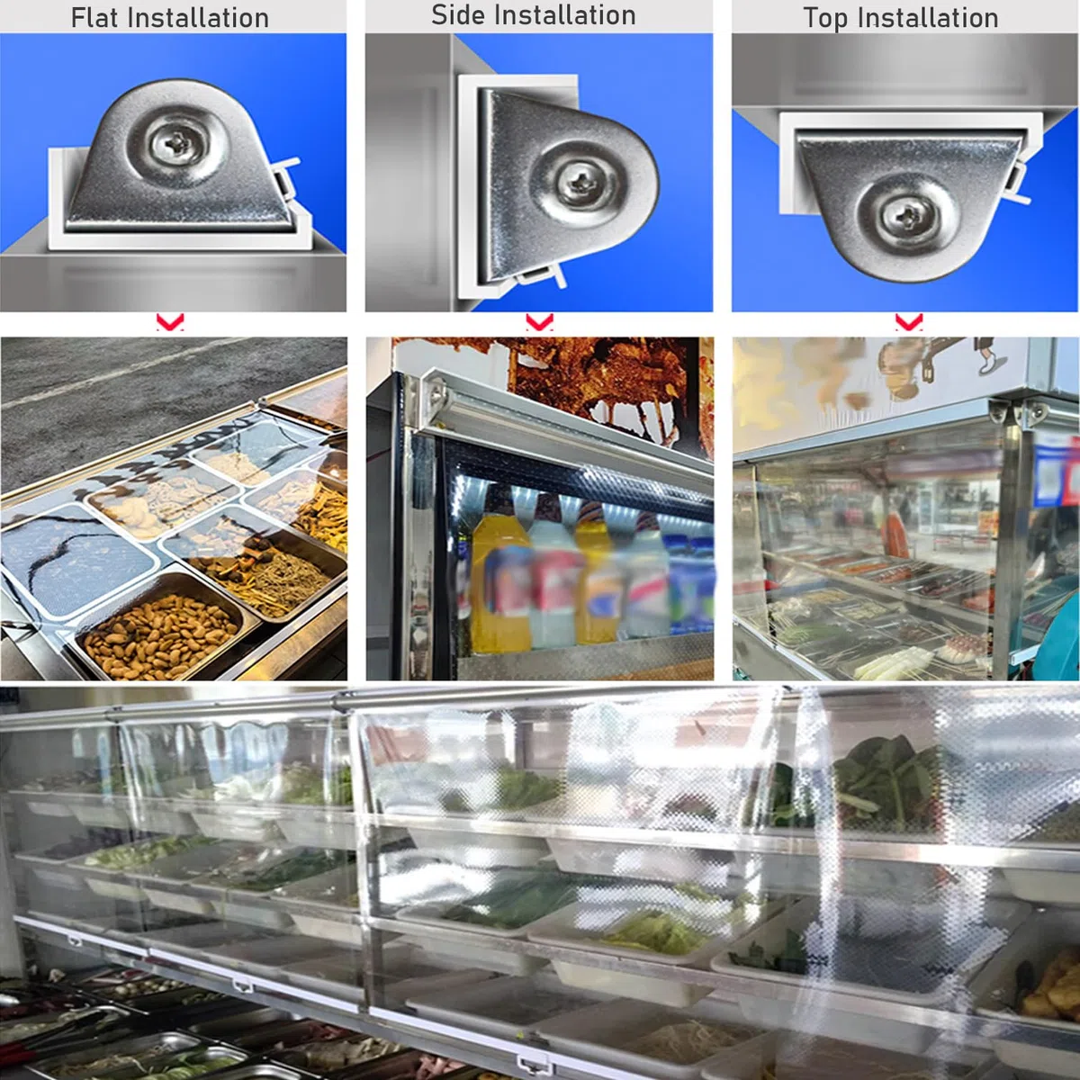 Rideau de comptoir transparent et imperméable pour réfrigérateur et vitrine Largeur x hauteur réglable Idéal pour la fraîcheur des aliments et un accès facile