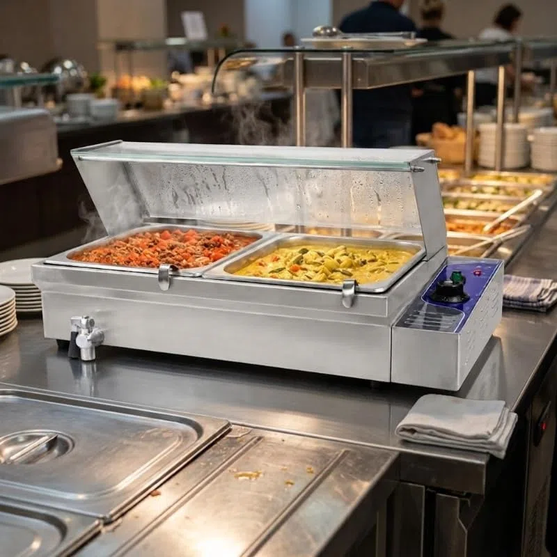 Bain-Marie Électrique Professionnel – 2 Bacs GN 1/2 – 1500 W