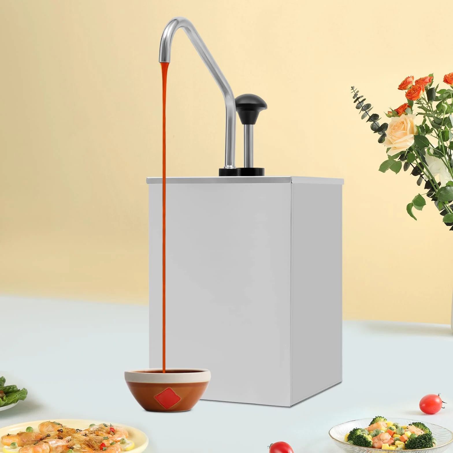 Distributeur de sauce avec réservoirs amovibles pour un rangement et une compression faciles, idéal pour le ketchup, la moutarde, la vinaigrette et d'autres liquides
