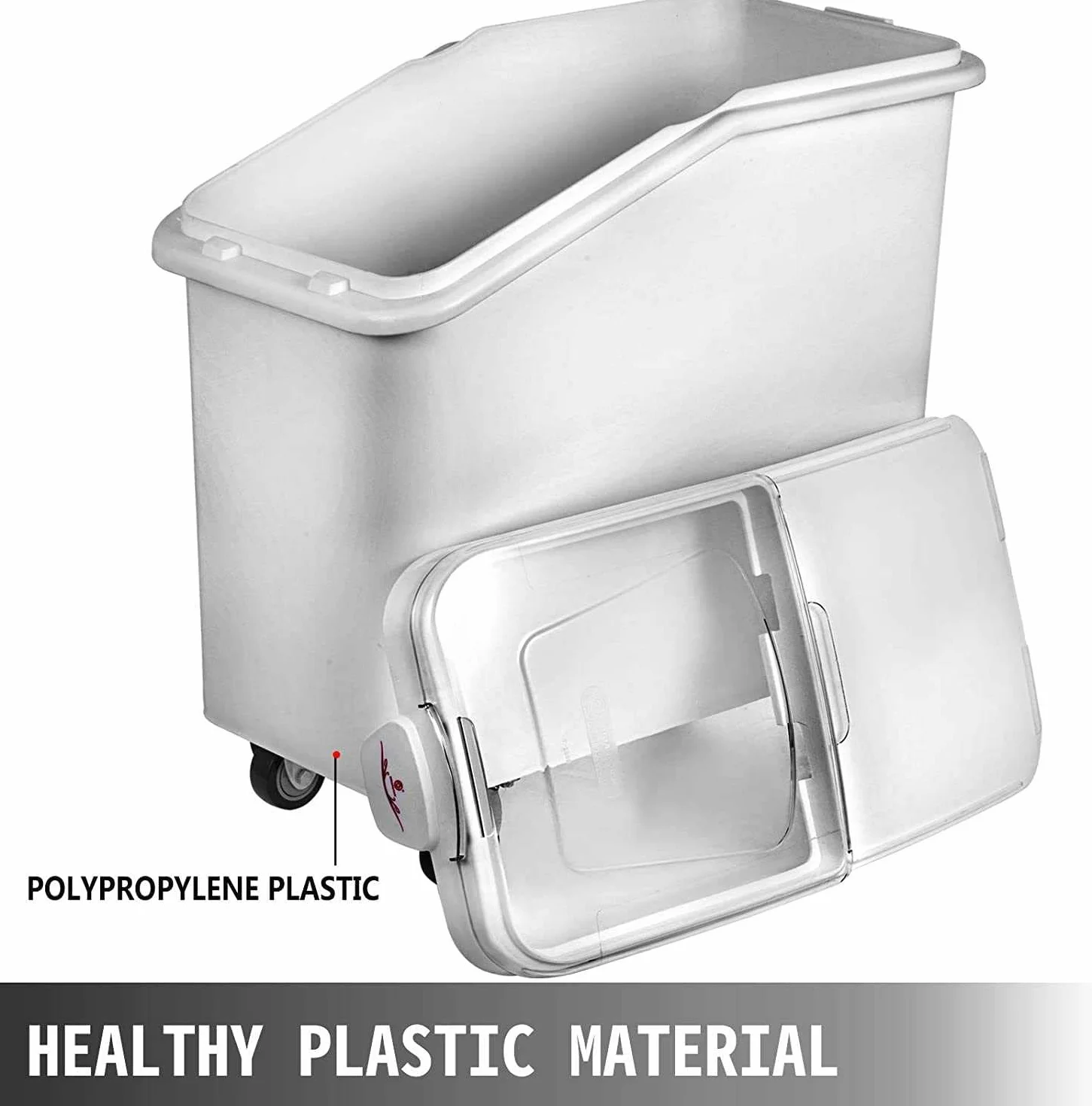 Bac à ingrédients commerciaux avec pelle, récipient de rangement alimentaire empilable pour l'organisation de la cuisine, bac en plastique robuste avec couvercle pour la farine, le sucre, le riz