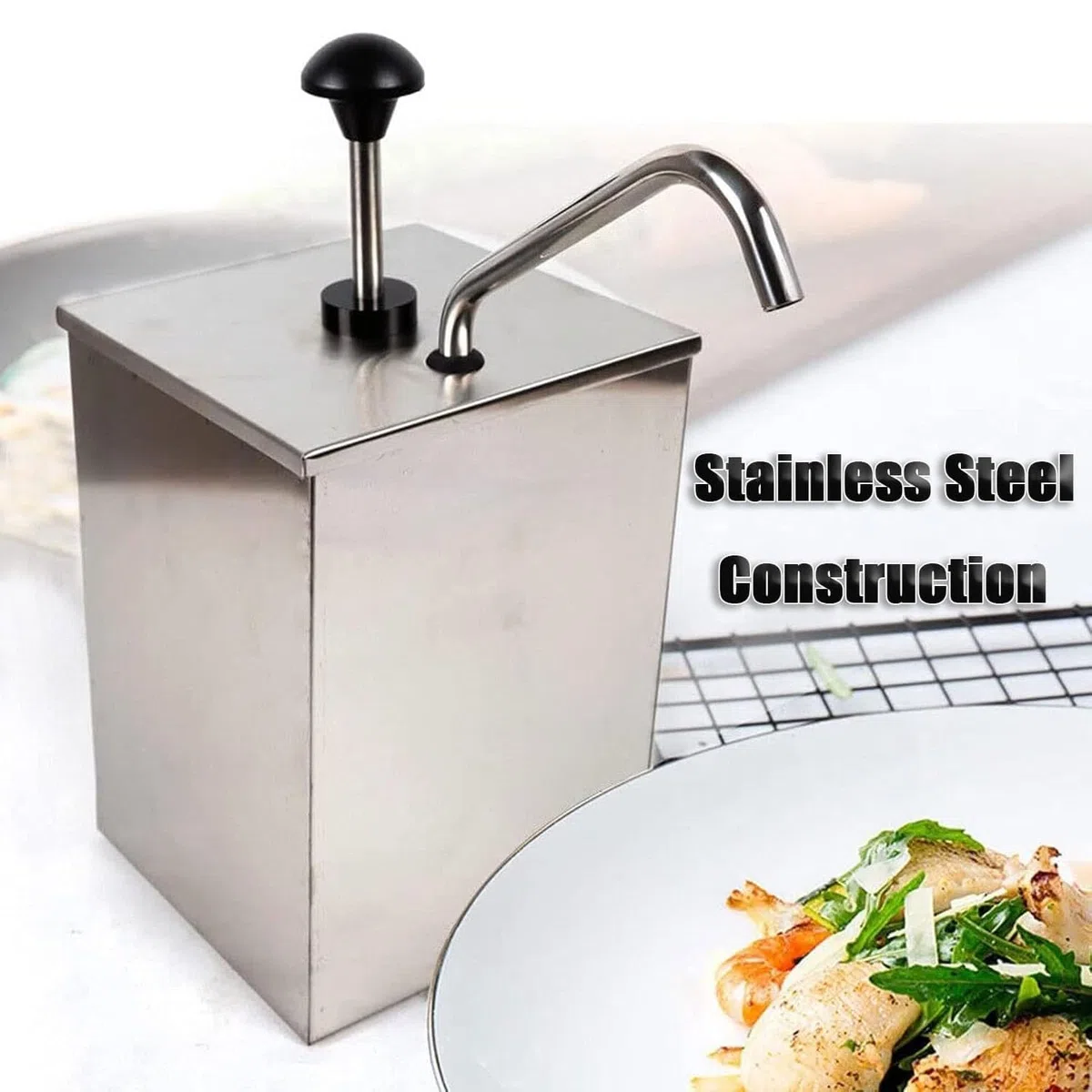 Pompe de distribution de condiments avec réservoir amovible, rebond rapide et design anti-goutte pour sauces et vinaigrettes