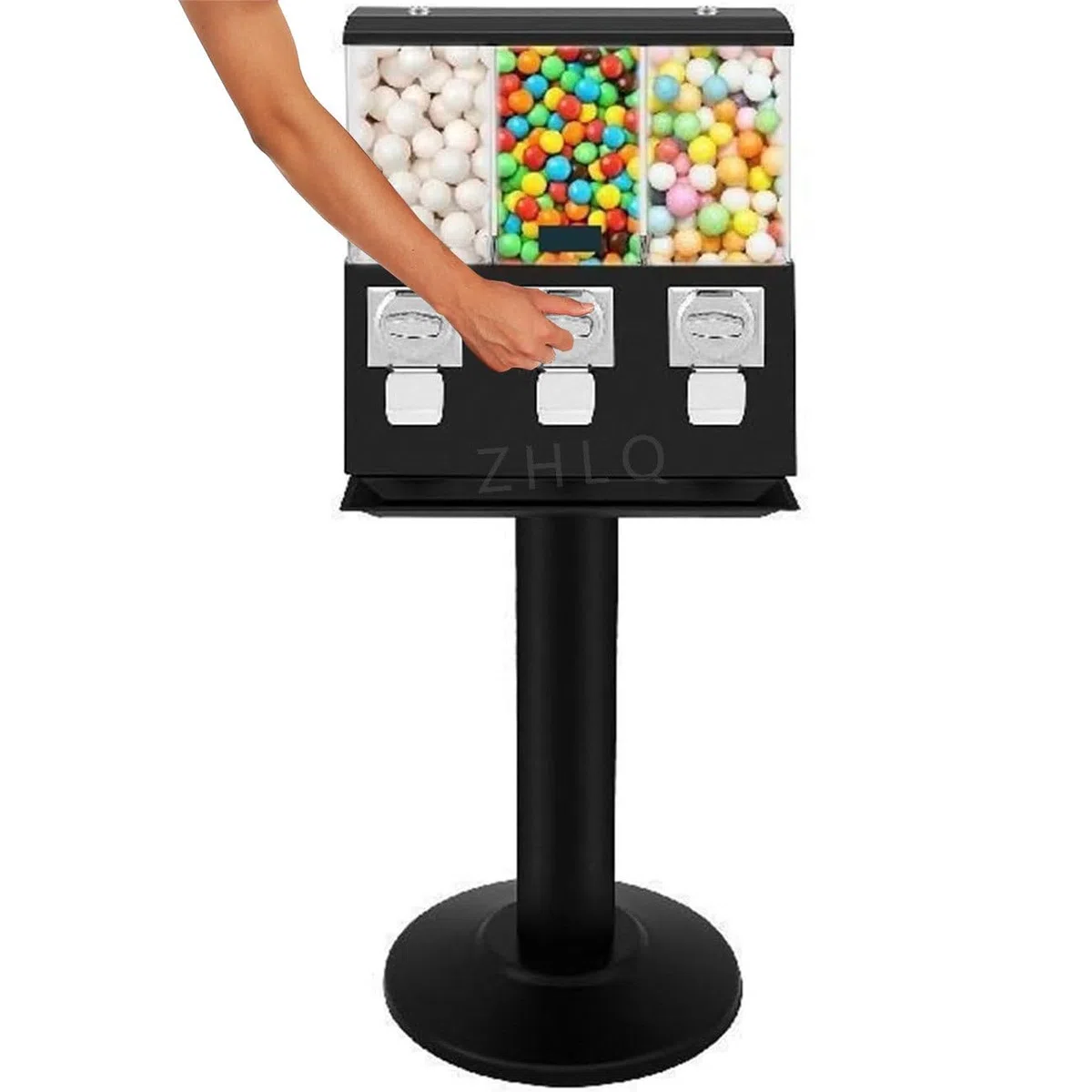 Distributeur automatique de bonbons – Triple distributeur de bonbons Gumball à monnaie pour entreprise et maison – Utilise les quartiers
