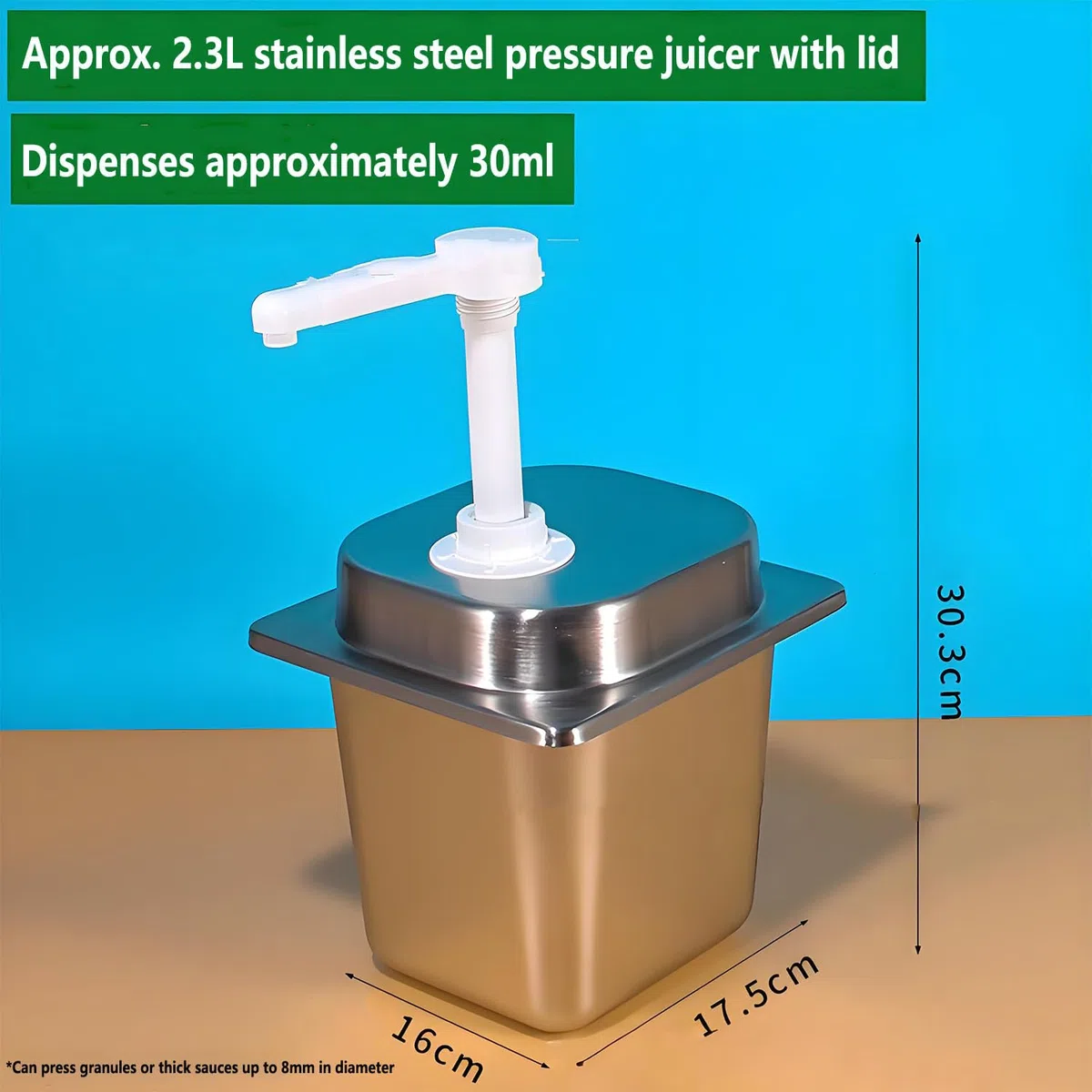 Lot de 2 flacons à pompe manuelle pour condiments, distributeur de sauce de 2,3 l avec volume de distribution de 30 ml, tête de pompe amovible, robuste pour ketchup et sauces