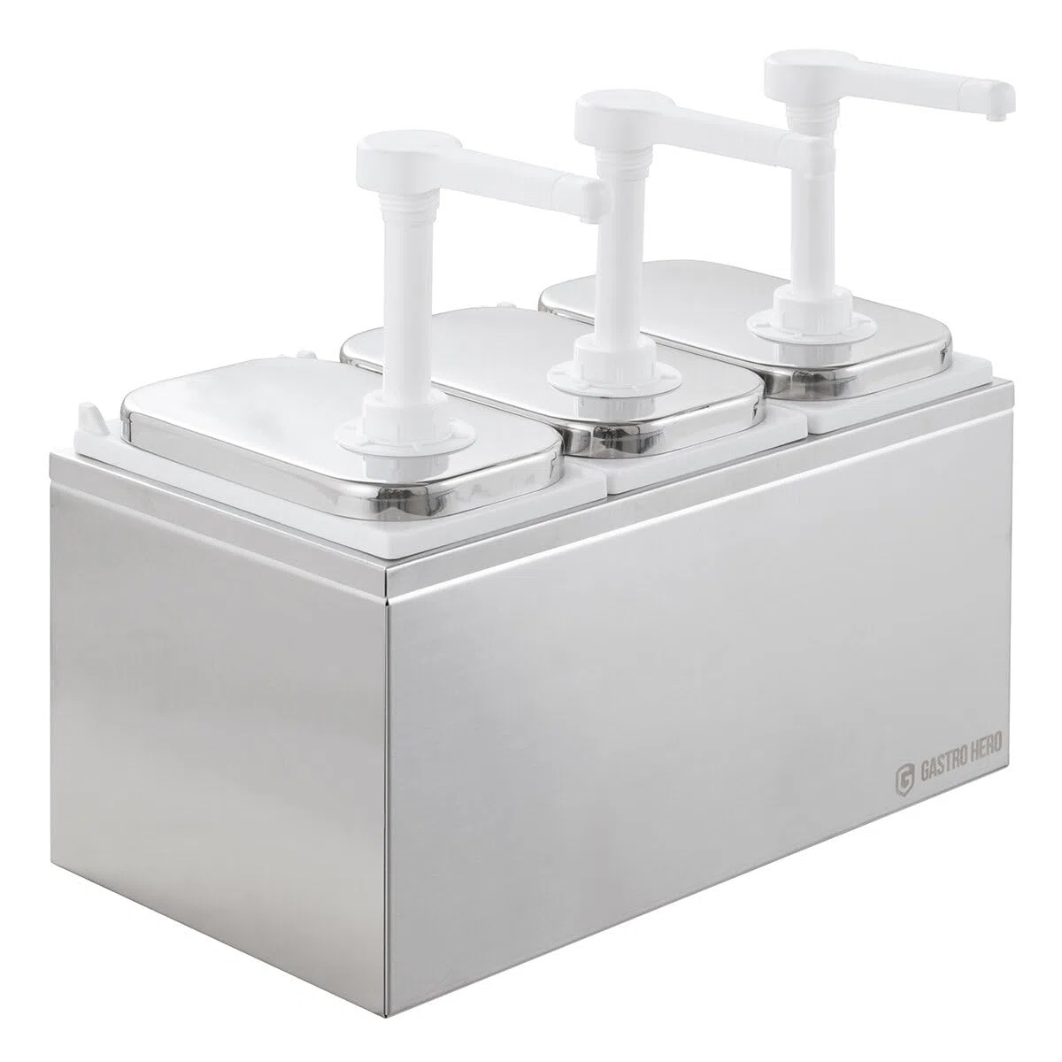 GastroHero Distributeur de sauce, 3 x 3 l, pompe doseuse, acier inoxydable, SSE3X3PP