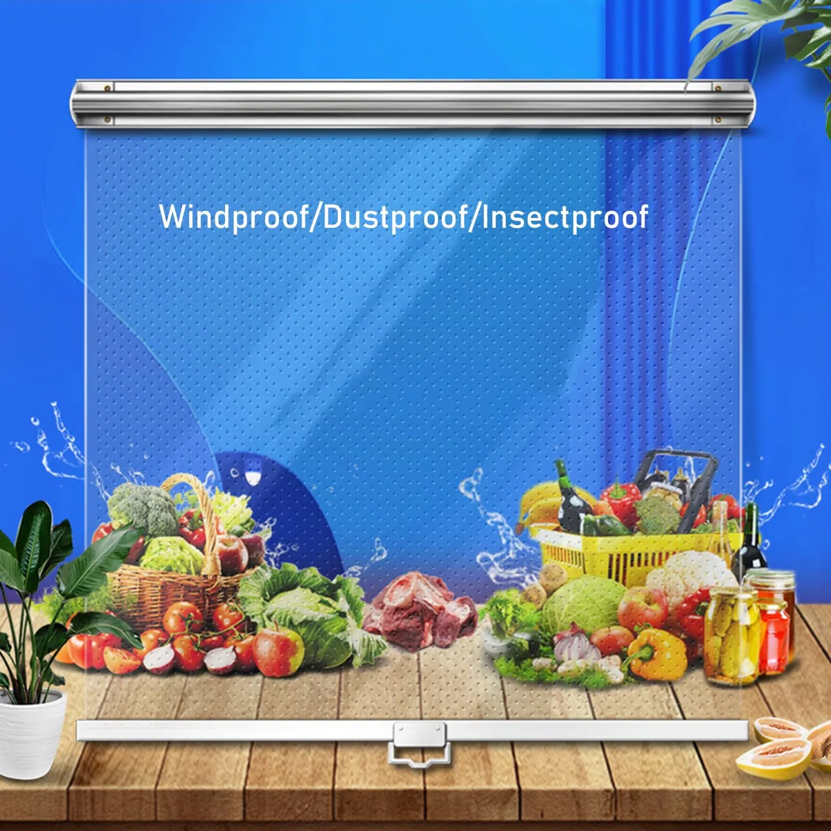 Rideau de comptoir transparent et imperméable pour réfrigérateur et vitrine Largeur x hauteur réglable Idéal pour la fraîcheur des aliments et un accès facile