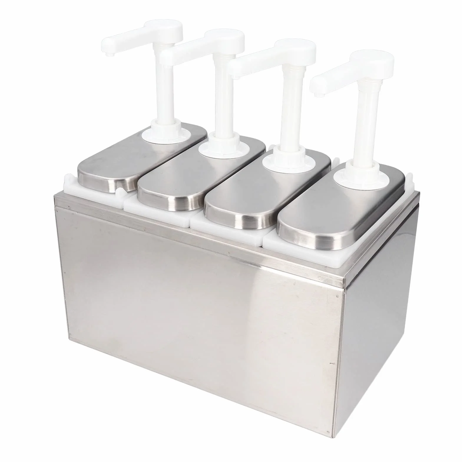 Dioche Pompe Distributeur de Condiments Pompe Distributrice de Sauce - Distributeur de Condiments en Acier Inoxydable 1L avec Réservoir Amovible, Idéal pour le Ketchup, la Vinaigrette, la Sauce Soja