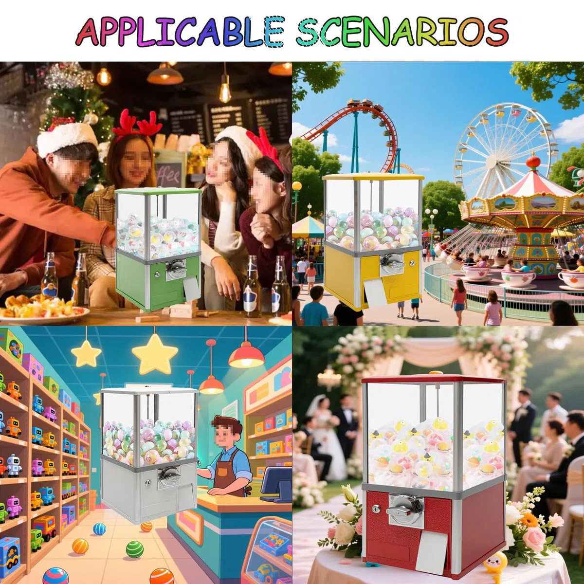 Distributeur automatique de jouets – Distributeur automatique de capsules avec serrures, comprend 100 balles vides pour les magasins de jeux à domicile et les lieux de vente au détail, parfait pour le