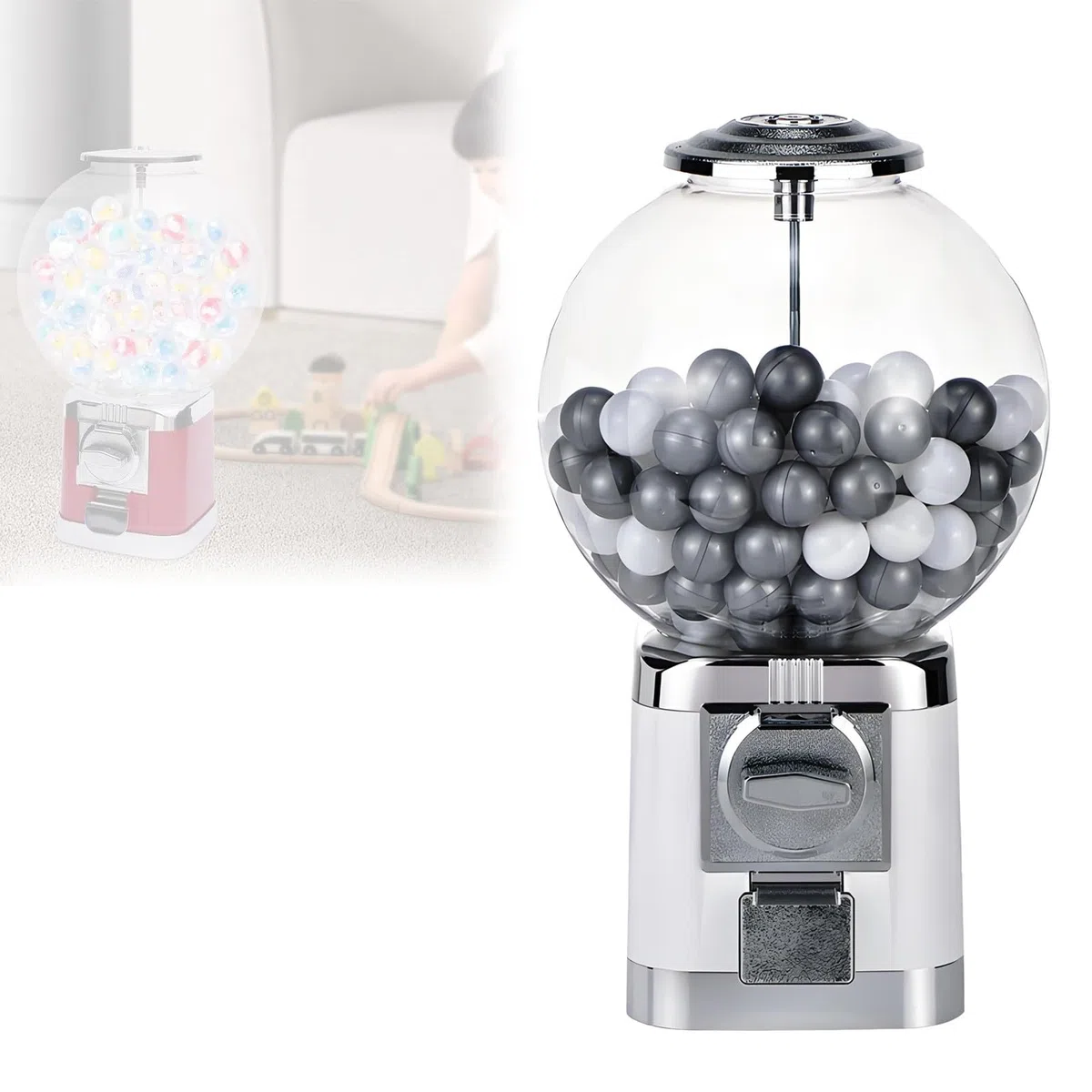 Distributeur automatique de jouets à capsules avec clé, distributeur en vrac pour salles de jeux, centres commerciaux, magasins de détail, blanc