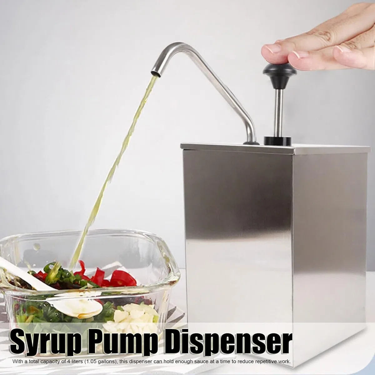Pompe de distribution de condiments avec réservoir amovible, rebond rapide et design anti-goutte pour sauces et vinaigrettes
