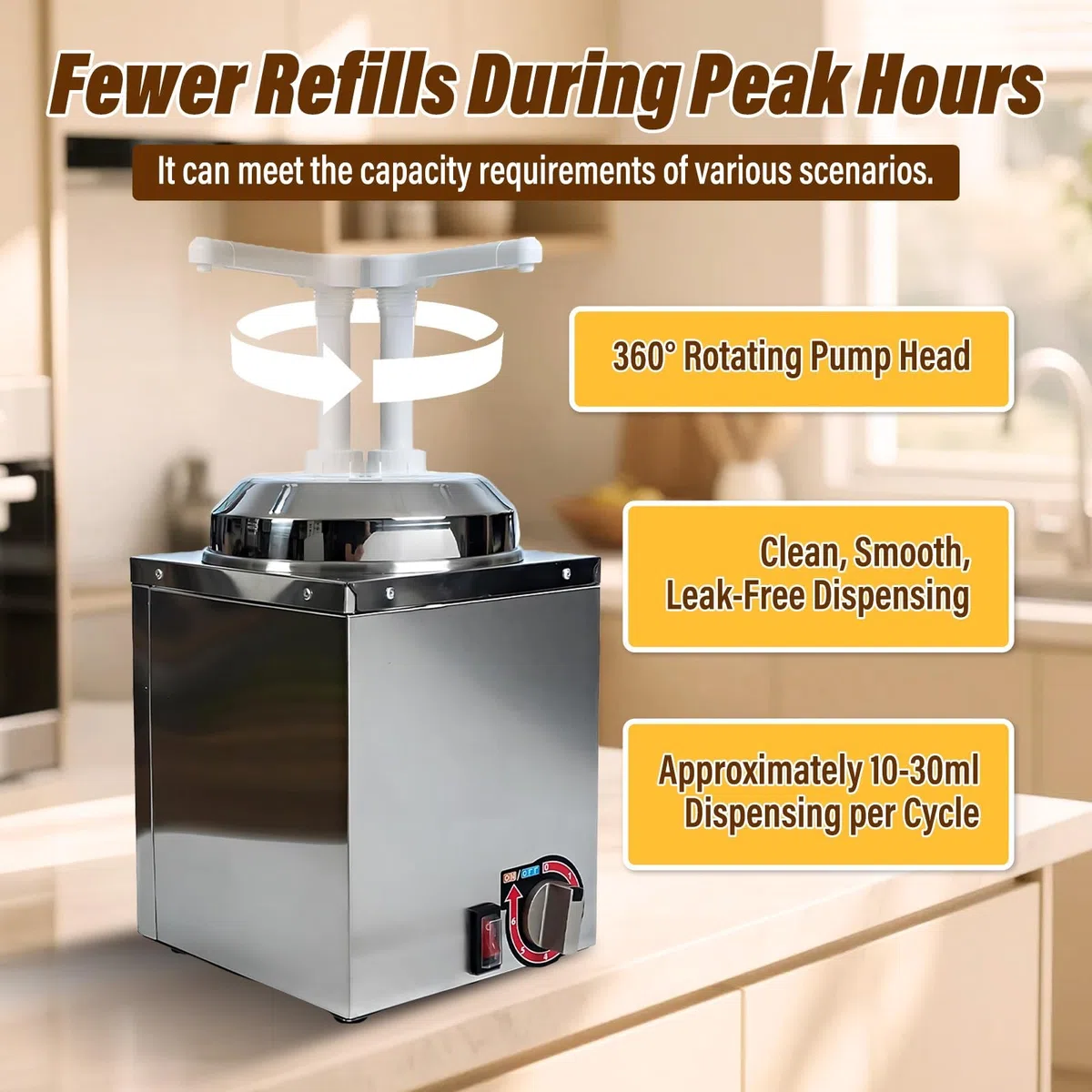Distributeur De Sauce Multi-usage Avec Pompe, Chauffe-Sauce Pour Chocolat Caramel Sirop Hot Fudge, Usage Buffet Restaurant(A)