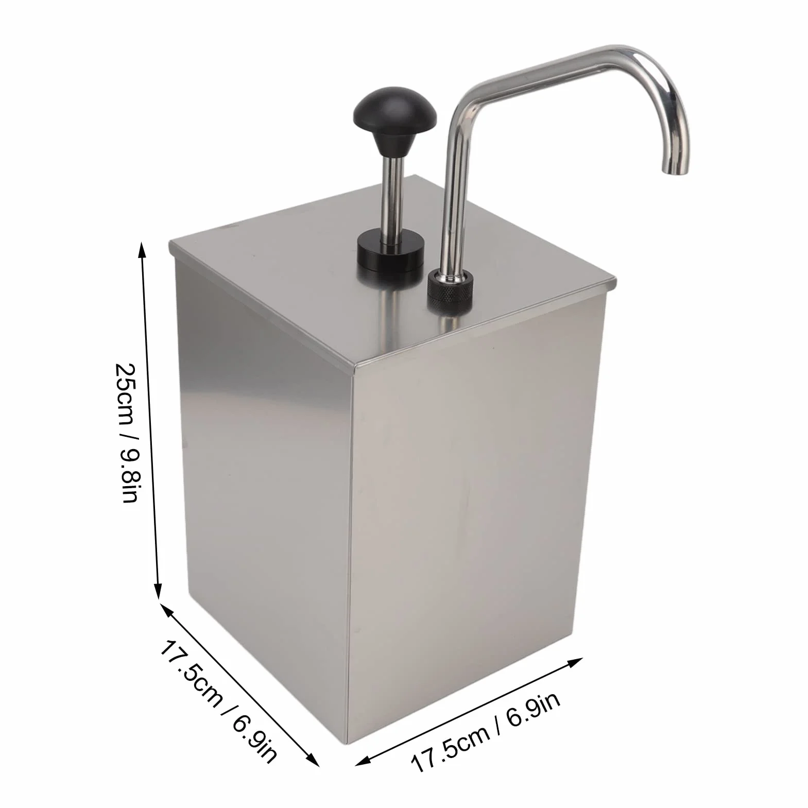 Distributeur de Sauce Soja 4L en Acier Inoxydable 304 Pompe Manuelle pour Condiments Station de Distribution Simple Tête Capacité .05 Gallon