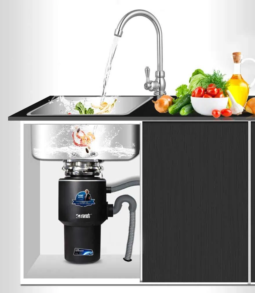 Durable Broyeur d'évier Silencieux, Broyeur de déchets Alimentaires,Broyeur de Déchets Alimentaires Durable pour Cuisine 4000 R/Min Cuisine, Black