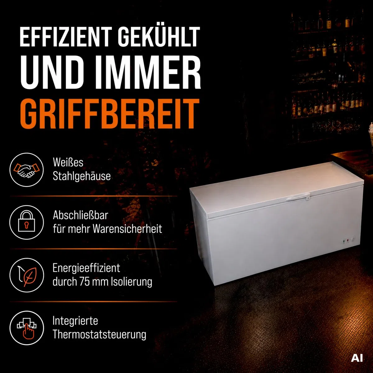 GastroHero Congélateur Eco 650, 550 L, verrouillable, TKTE650