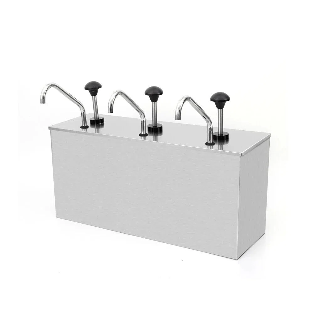 Distributeur De Sauce Professionnel, Distributeur Condiment 3 Compartiments, Design Élégant, Pompes Anti-Goutte, Restaurant Café Buffet Maison, Nettoyage Rapide,12L Total,54cm