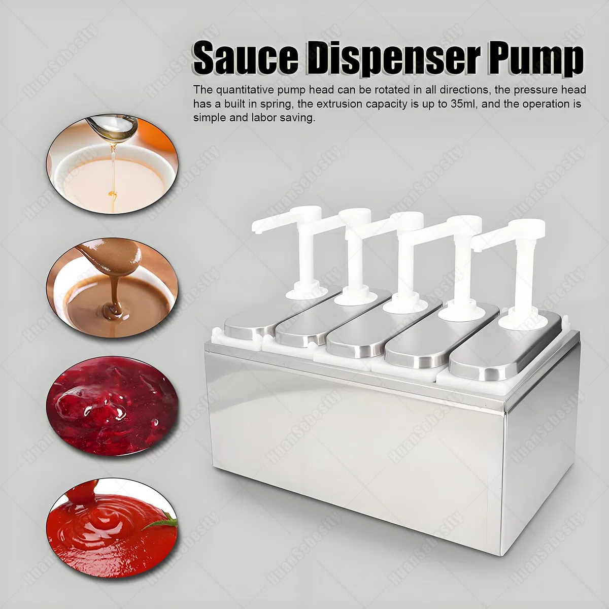 Distributeur de condiments avec pompes à sauce amovibles grand volume pour ketchup, mayo et sirop