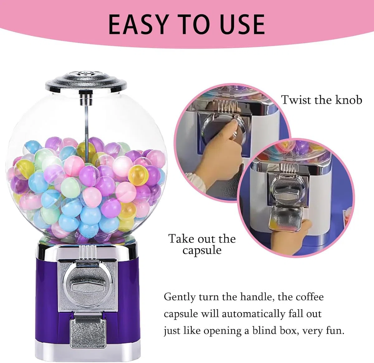 Distributeur Automatique Commercial À Pièces avec Support Métallique Et Capsules De Jouets pour Usage Professionnel Ou Domestique Blue Withtoyball