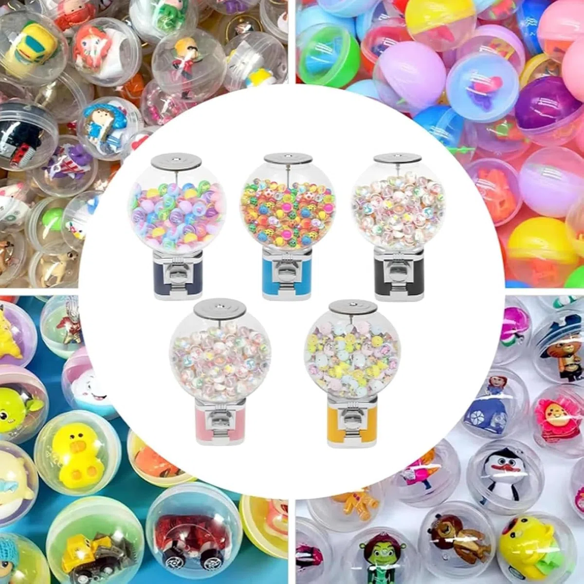Distributeur Automatique Commercial À Pièces avec Support Métallique Et Capsules De Jouets pour Usage Professionnel Ou Domestique Blue Withtoyball