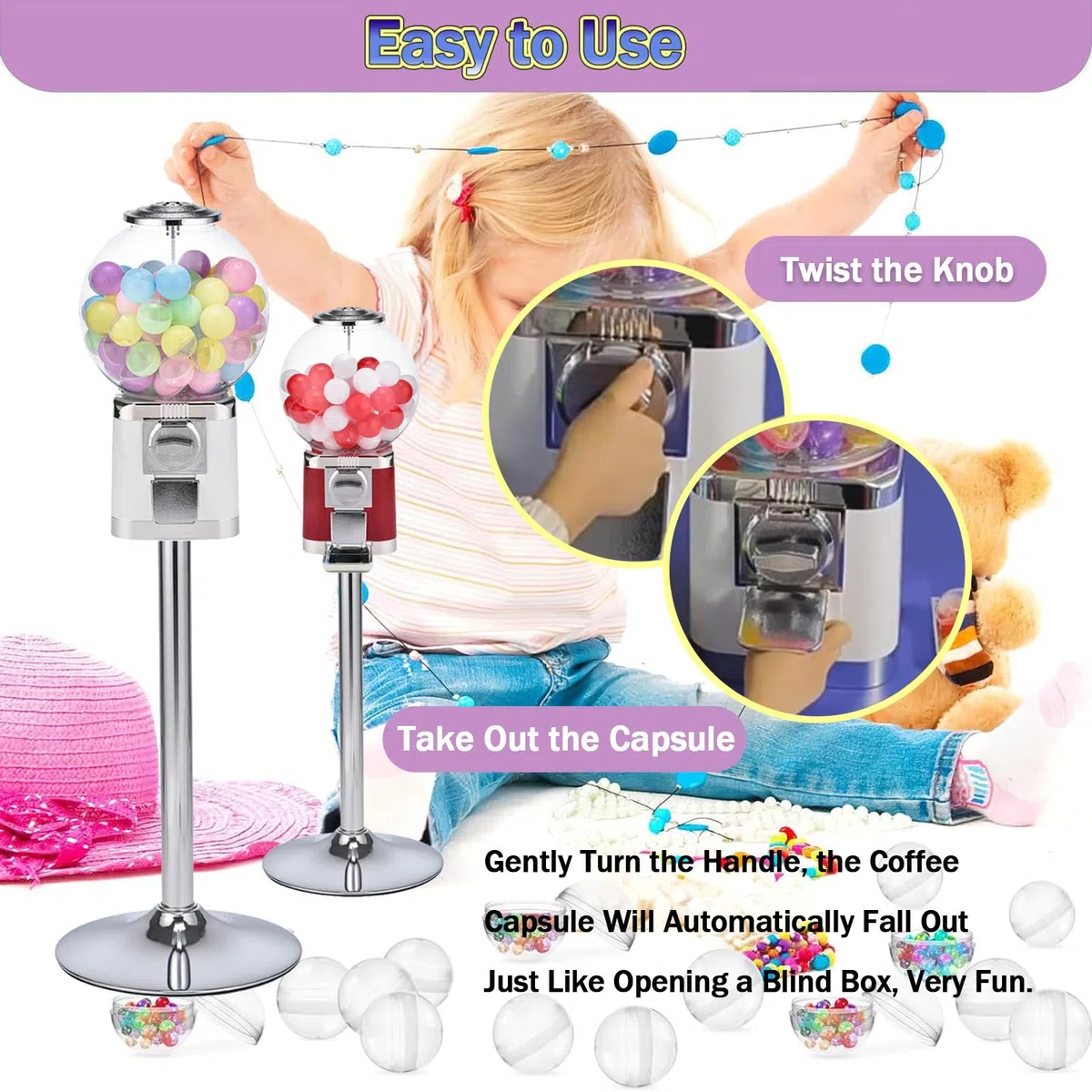 Distributeur automatique de capsules avec clés verrouillables pour jouets, bonbons, magasins de détail
